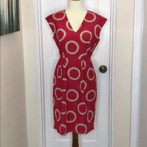 Banana Republic Pink and tan Circle Print dress